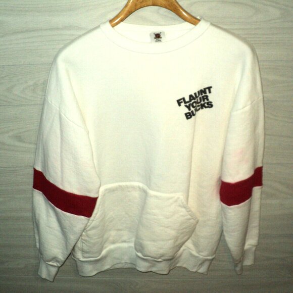 Bucks Cigarettes Flaunt Your Bucks Sweatshirt Mens XL Vintage Made in USA Defect - Picture 1 of 11